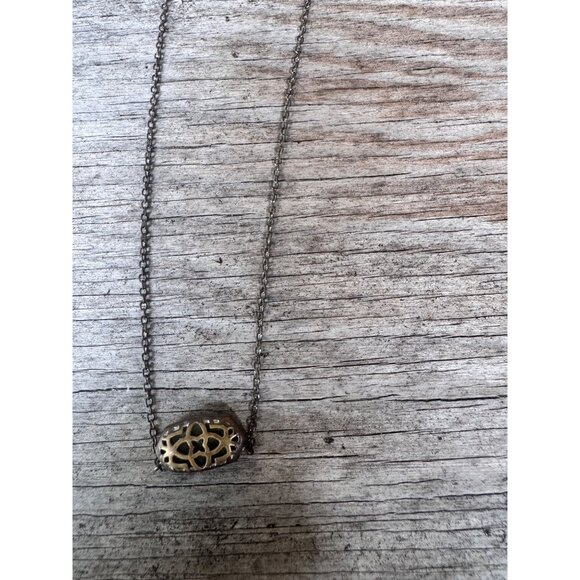 Kendra Scott Elisa Druzy Quartz Pendant Necklace Adjustable Chain Intricate Meta - Picture 5 of 6